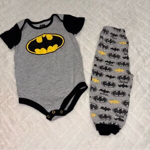 DC Batman Gray and Black Bodysuit with Yellow Logo